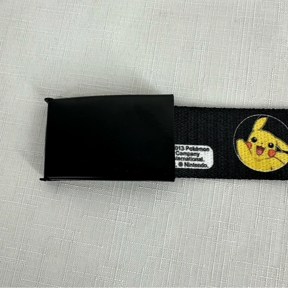 Nintendo x Buckle Down Pokemon Size Large Pikachu Black Adjustable Belt